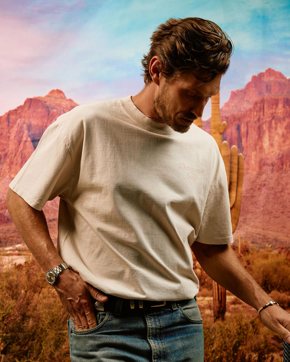 Faded Skull Caddie Tee - Faded Bone