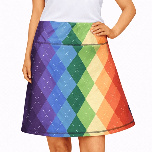 Rainbow Argyle Ladies Active SKORT by ReadyGOLF