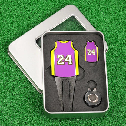 Metal #23 #24 Golf Divot Tool Ball Marker Hat Clip Gift Set