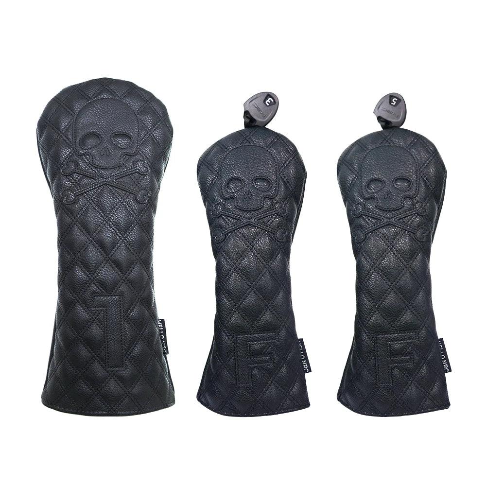 Golf Wood Cover Skull For Driver Fairway Hybrid Waterproof Protector Set PU Leather Soft Durable Golf Club Covers