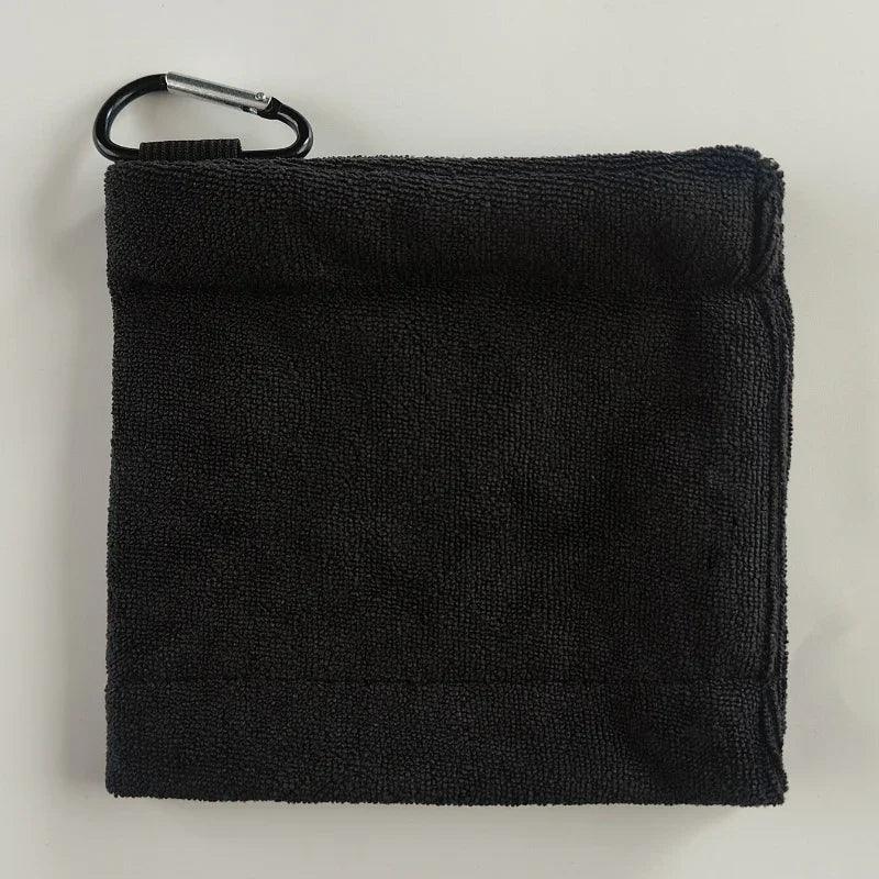 Square Microfiber Golf Ball Cleaning Towel with Carabiner Hook Water Absorption Cleaner Club for Head Wipe Cloth Clean MJ002