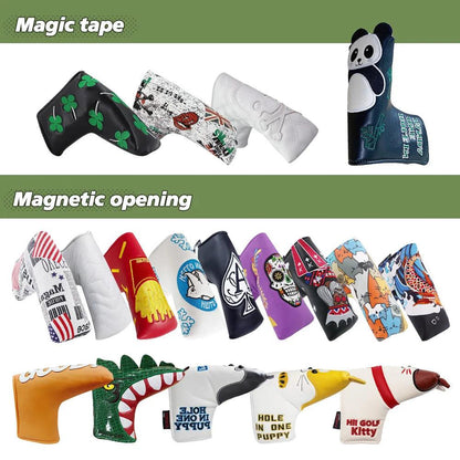 Golf Blade Putter Cover Golf HeadCover Multiple Style Magnetic Magic Tape Open Close Golf Club Protective Headgear Golf Supplies