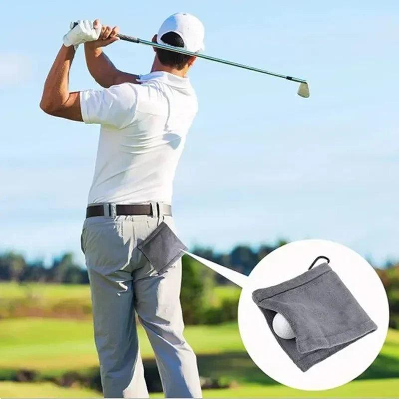 Square Microfiber Golf Ball Cleaning Towel with Carabiner Hook Water Absorption Cleaner Club for Head Wipe Cloth Clean MJ002