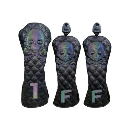 Golf Wood Cover Skull For Driver Fairway Hybrid Waterproof Protector Set PU Leather Soft Durable Golf Club Covers