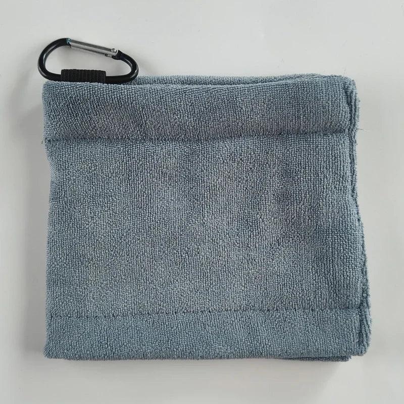 Square Microfiber Golf Ball Cleaning Towel with Carabiner Hook Water Absorption Cleaner Club for Head Wipe Cloth Clean MJ002