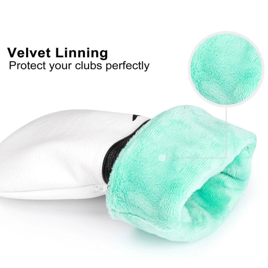 White Premium Leather Birdie Golf Head cover Elegant EmbroideryHigh Quality Golf club Driver Head Covers Fariway Wood CoversHybr