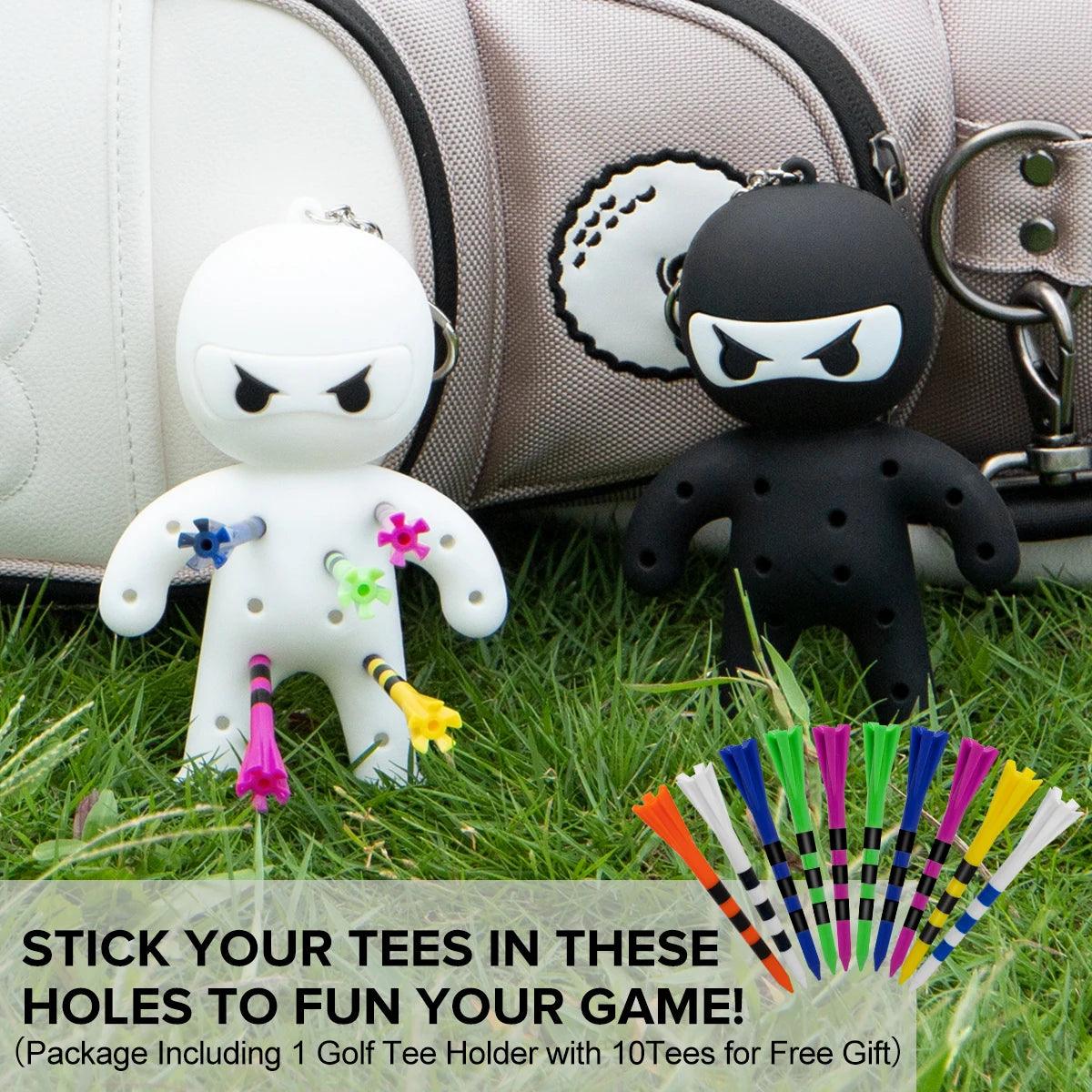 Ninja Portable Golf Ball Tees Holder Keychain - Golf Accessory for Club Bag