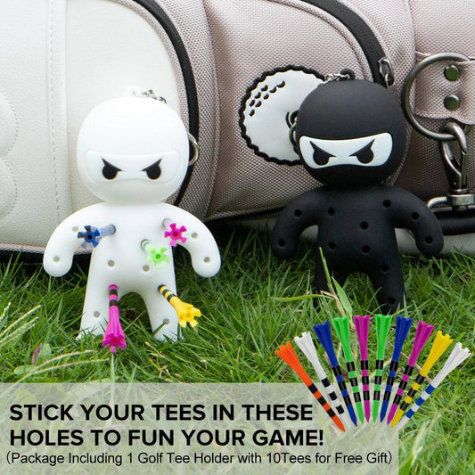 Ninja Portable Golf Ball Tees Holder Keychain - Golf Accessory for Club Bag