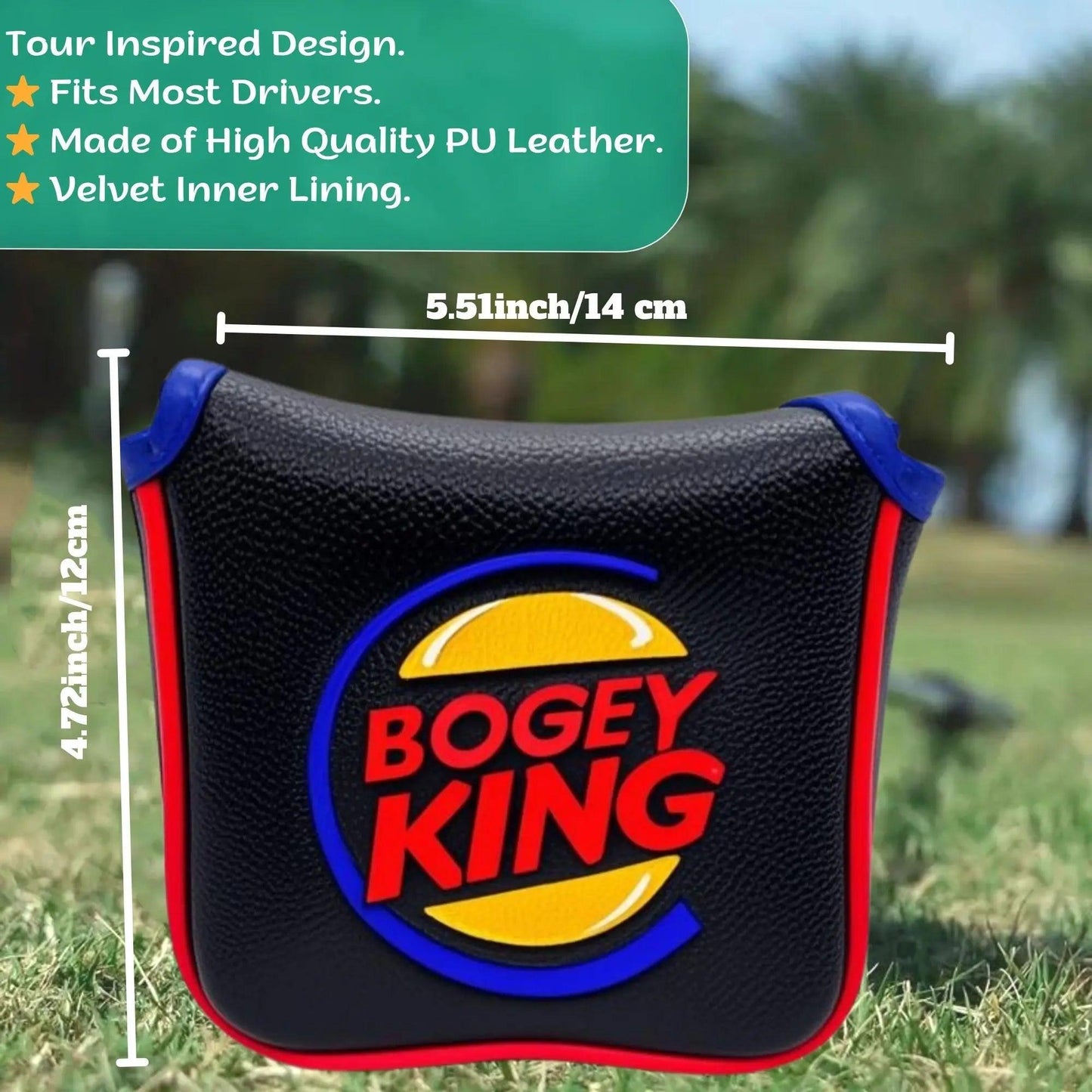 Funny Golf Headcover Golf Club Head Covers Bogey King PU Leather Golf Blade Mallet Putter Cover, Golf Accessories for Day