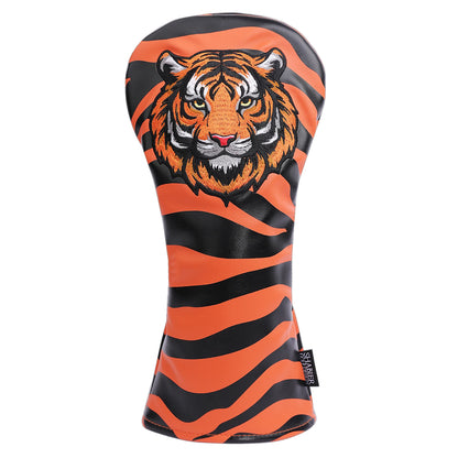 PU Leather Printed Tiger Embroidery Golf Headcover Golf Driver Head Covers