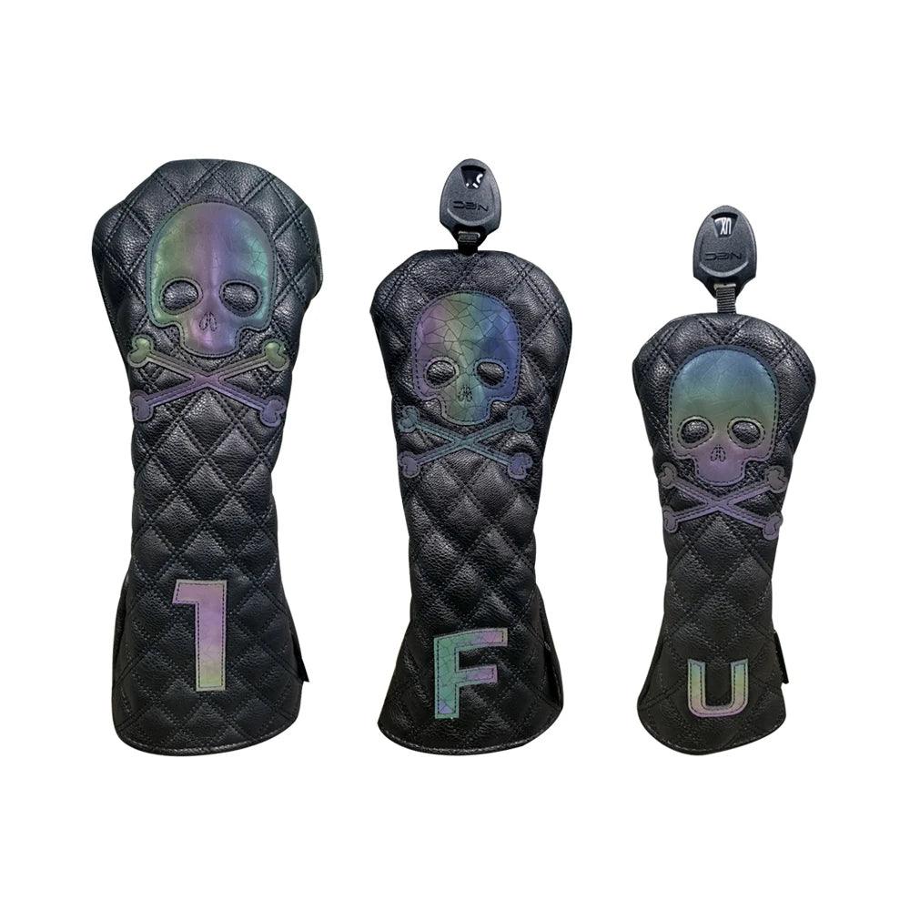 Golf Wood Cover Skull For Driver Fairway Hybrid Waterproof Protector Set PU Leather Soft Durable Golf Club Covers