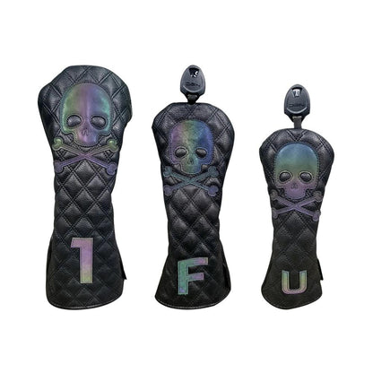 Golf Wood Cover Skull For Driver Fairway Hybrid Waterproof Protector Set PU Leather Soft Durable Golf Club Covers