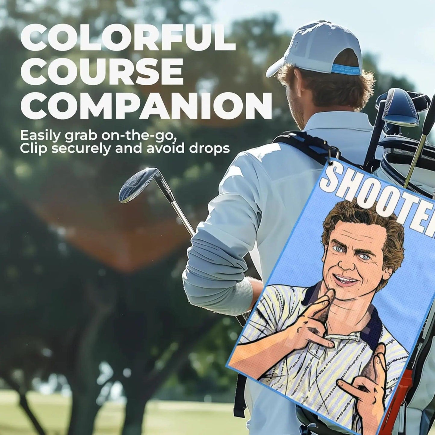 Funny Golf Towel with Happy Gilmore Design Premium Microfiber with Clip Holder for Golf Bags Golf Accessories Gifts for Men and