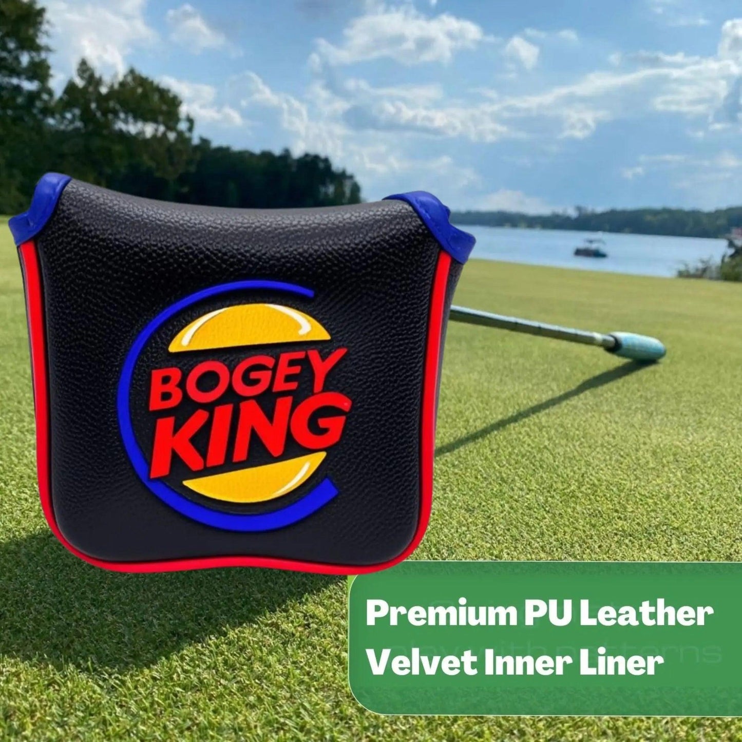 Funny Golf Headcover Golf Club Head Covers Bogey King PU Leather Golf Blade Mallet Putter Cover, Golf Accessories for Day