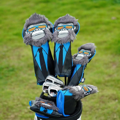Golf Club Head Cover 460CC Driver Fairway Wood Hybrid/UT Headcover Blade Mallet Putter Cover Gorilla with Suits Gift for Men