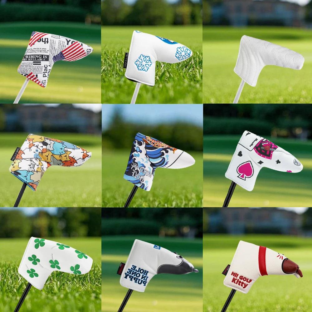 Golf Blade Putter Cover Golf HeadCover Multiple Style Magnetic Magic Tape Open Close Golf Club Protective Headgear Golf Supplies