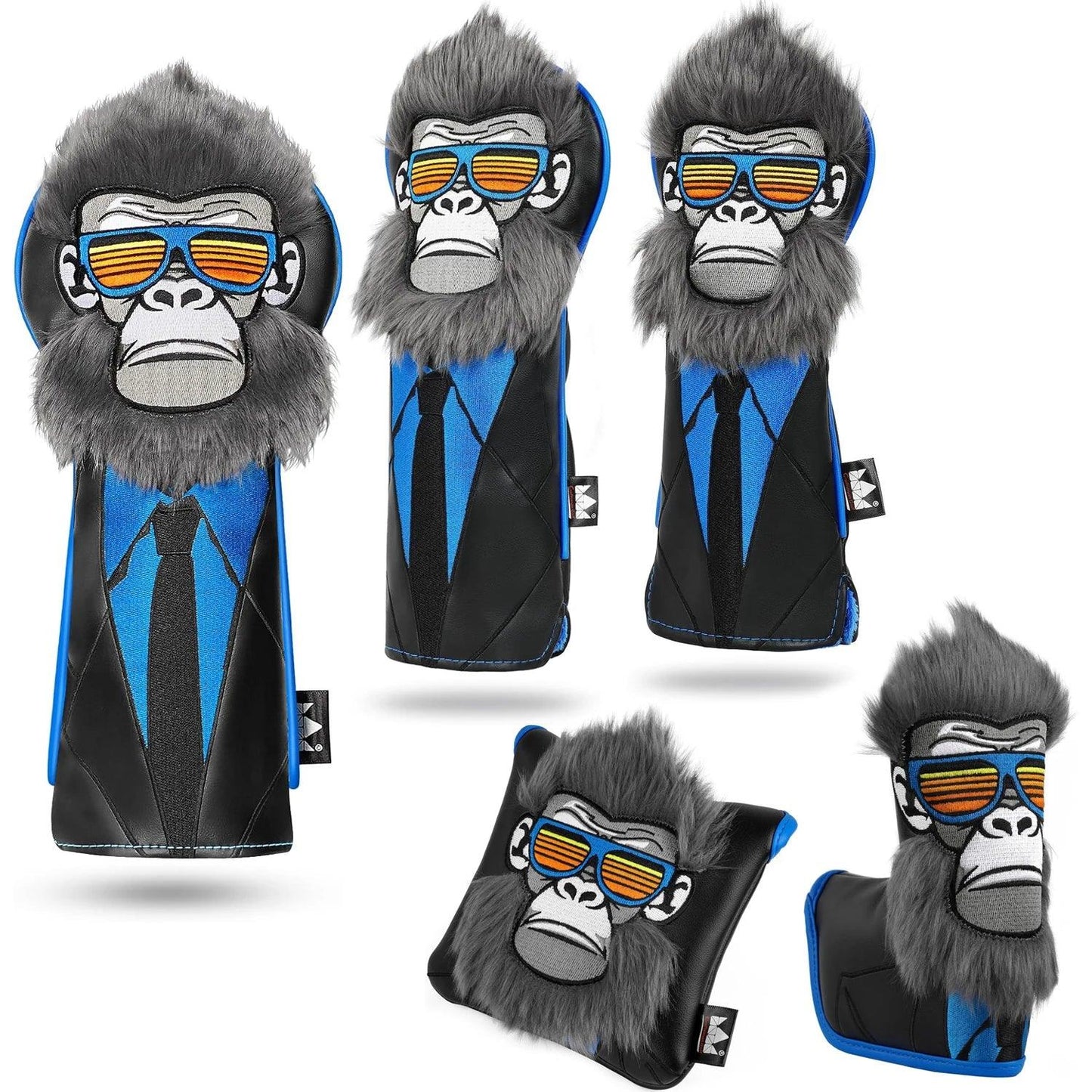 Golf Club Head Cover 460CC Driver Fairway Wood Hybrid/UT Headcover Blade Mallet Putter Cover Gorilla with Suits Gift for Men