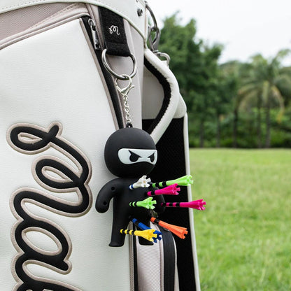 Ninja Portable Golf Ball Tees Holder Keychain - Golf Accessory for Club Bag