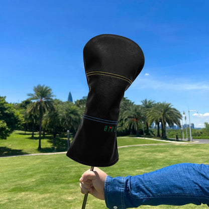 Black Premium Leather Golf Headcovers Birdie Golf Driver Head Cover Embroidery  Driver Fairway Wood Hybrid with Number Tags Blad