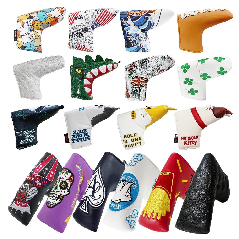 Golf Blade Putter Cover Golf HeadCover Multiple Style Magnetic Magic Tape Open Close Golf Club Protective Headgear Golf Supplies