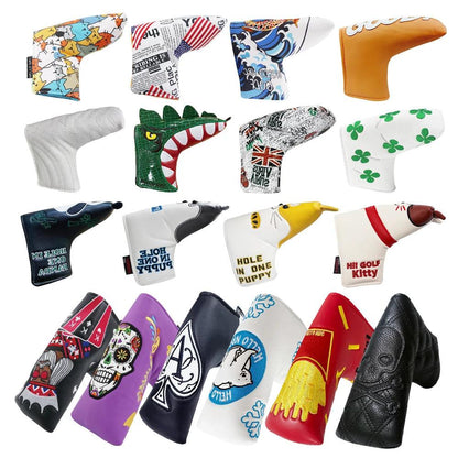 Golf Blade Putter Cover Golf HeadCover Multiple Style Magnetic Magic Tape Open Close Golf Club Protective Headgear Golf Supplies