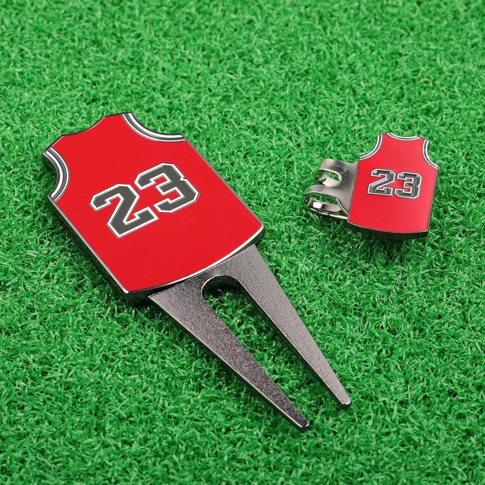 Metal #23 #24 Golf Divot Tool Ball Marker Hat Clip Gift Set