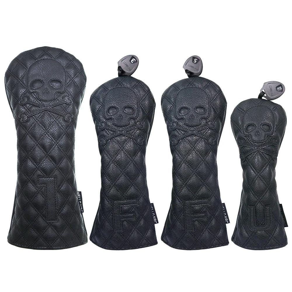 Golf Wood Cover Skull For Driver Fairway Hybrid Waterproof Protector Set PU Leather Soft Durable Golf Club Covers