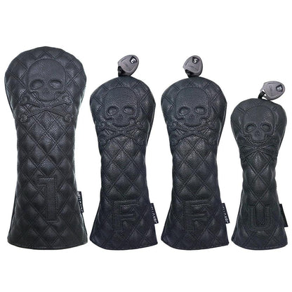 Golf Wood Cover Skull For Driver Fairway Hybrid Waterproof Protector Set PU Leather Soft Durable Golf Club Covers