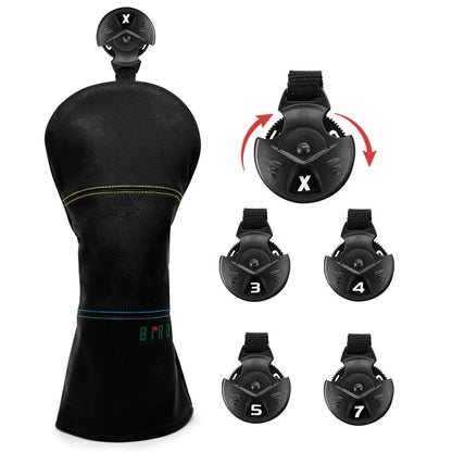 Black Premium Leather Golf Headcovers Birdie Golf Driver Head Cover Embroidery  Driver Fairway Wood Hybrid with Number Tags Blad