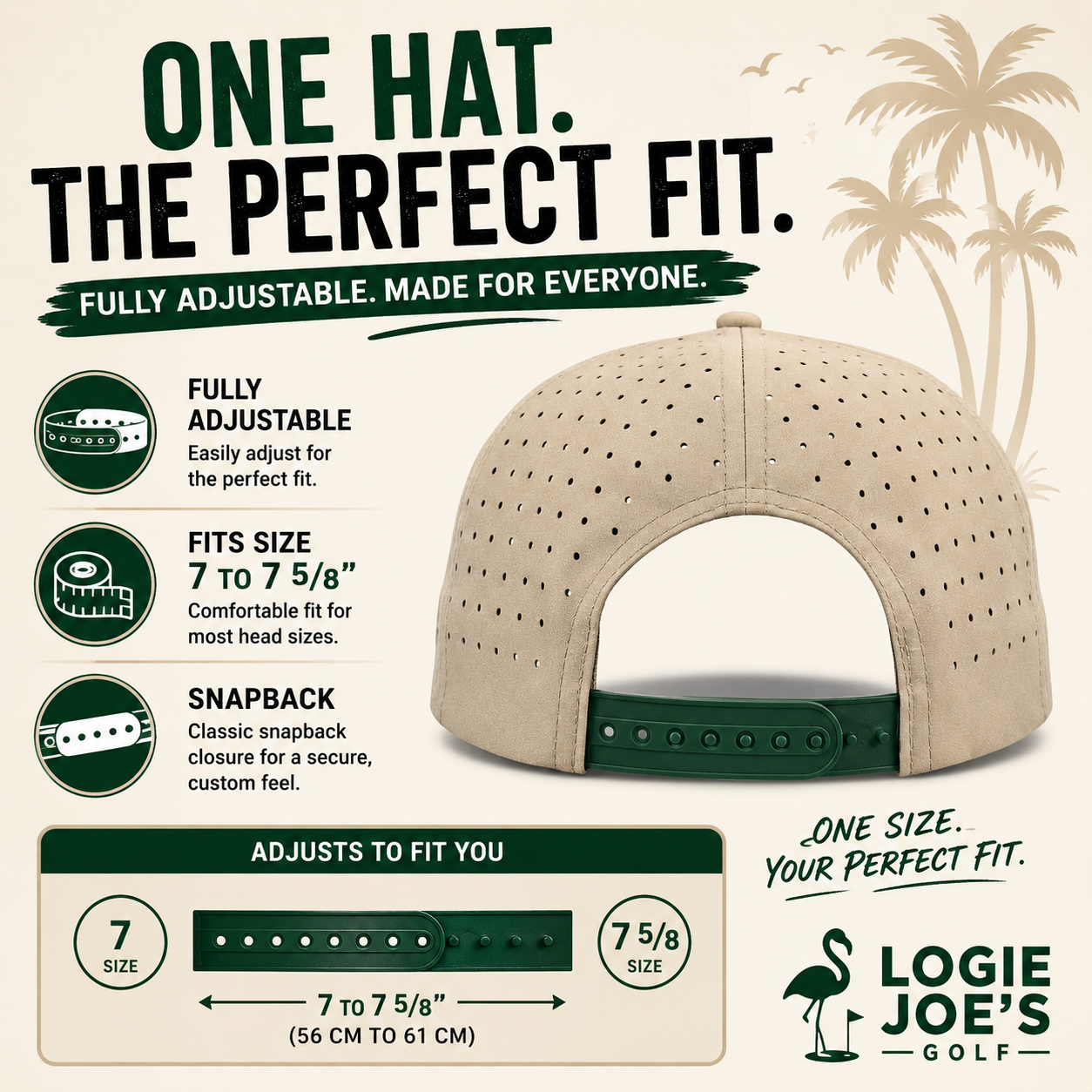 Fossil Fairway Golf Hat | Snapback Cap | Built-in Magnetic Ball Marker Holder + Marker Included | Adjustable
