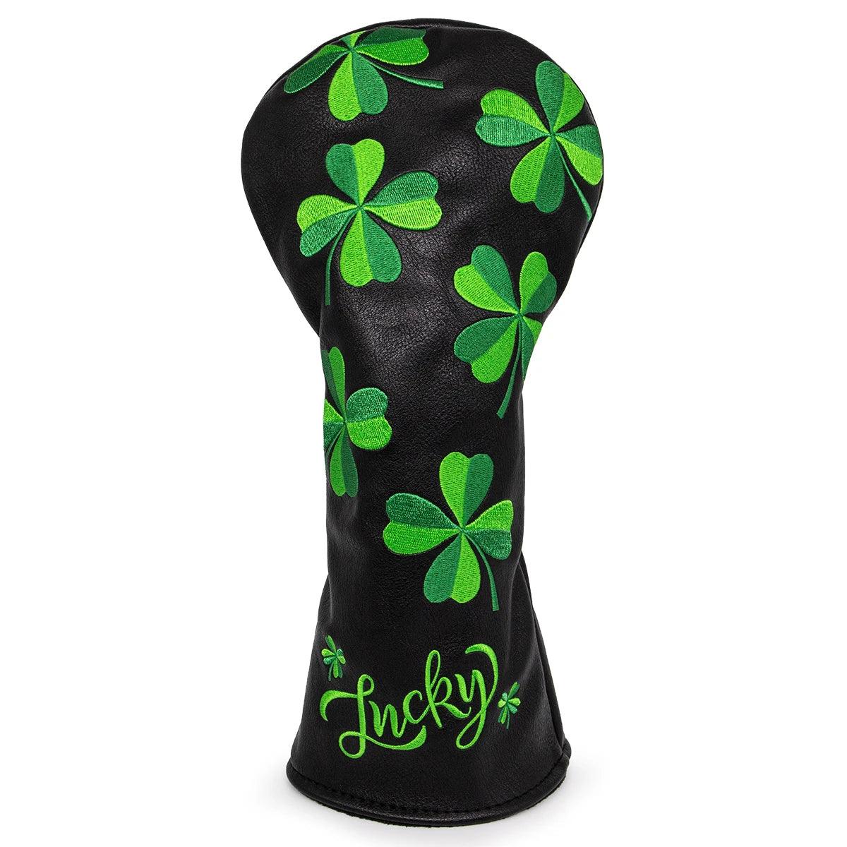 Golf Headcovers for Driver Head Cover, Embroidery Lucky Clover, Premium Leather Driver Fairway(FW), Wood Hybrid(UT) with Number