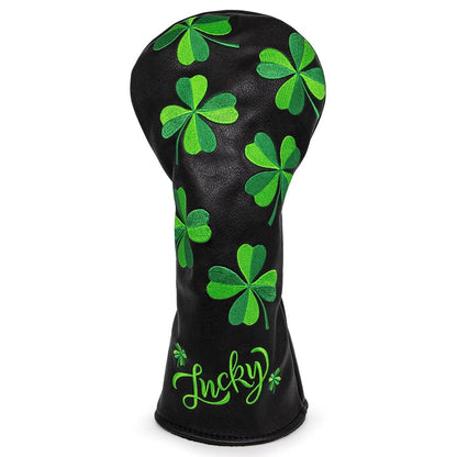 Golf Headcovers for Driver Head Cover, Embroidery Lucky Clover, Premium Leather Driver Fairway(FW), Wood Hybrid(UT) with Number
