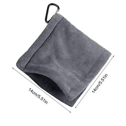 Square Microfiber Golf Ball Cleaning Towel with Carabiner Hook Water Absorption Cleaner Club for Head Wipe Cloth Clean MJ002