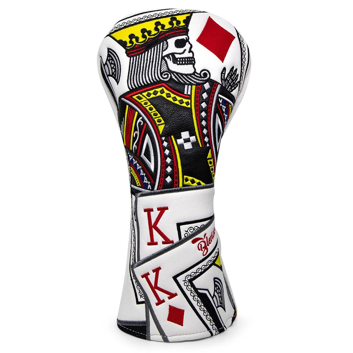 Lucky K High Qaulity Embroidery Golf Driver Fairway Hybrid Head Covers Black Premium Leather Wood Covers Blade Mallet Putter