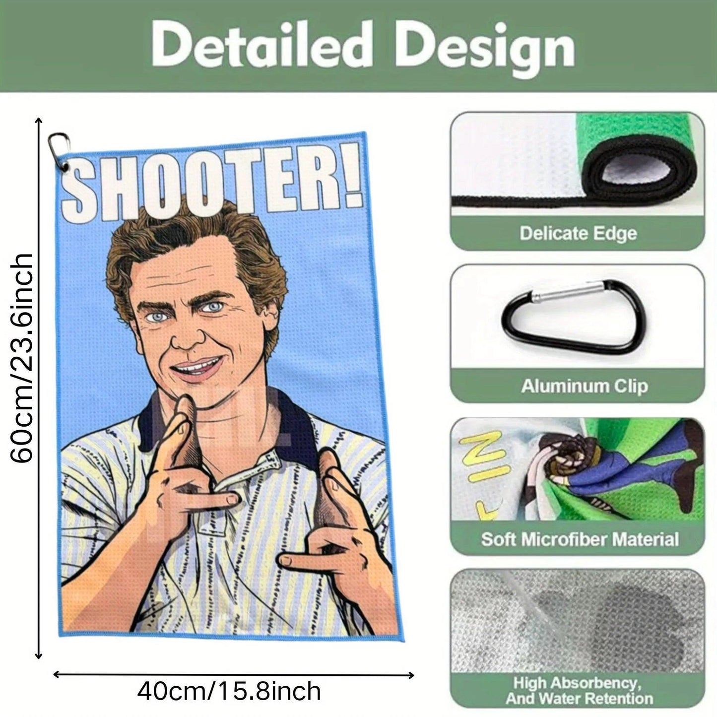 Funny Golf Towel with Happy Gilmore Design Premium Microfiber with Clip Holder for Golf Bags Golf Accessories Gifts for Men and