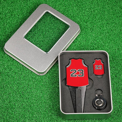 Metal #23 #24 Golf Divot Tool Ball Marker Hat Clip Gift Set