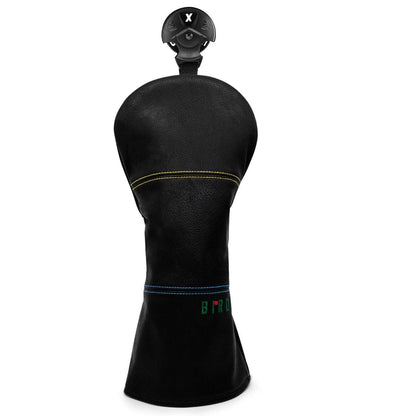 Black Premium Leather Golf Headcovers Birdie Golf Driver Head Cover Embroidery  Driver Fairway Wood Hybrid with Number Tags Blad