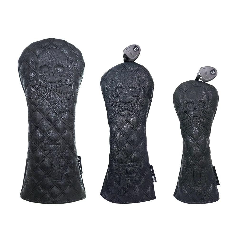 Golf Wood Cover Skull For Driver Fairway Hybrid Waterproof Protector Set PU Leather Soft Durable Golf Club Covers