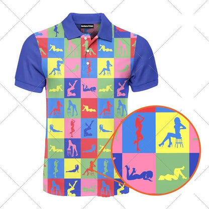 Funny Men's humorous printed golf polos. NSFW Not Safe for Work. Breathable. Hidden images. Adult polos.