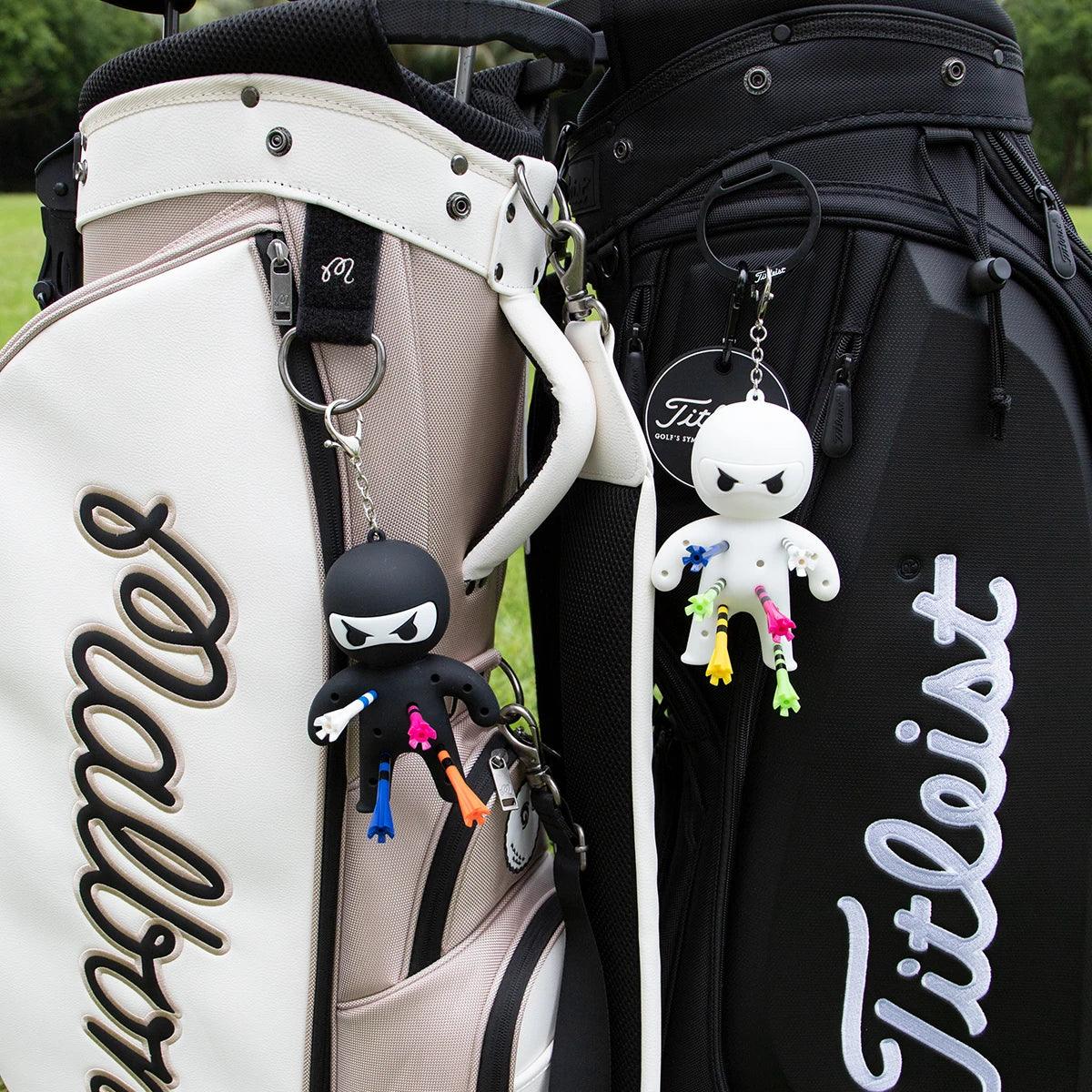 Ninja Portable Golf Ball Tees Holder Keychain - Golf Accessory for Club Bag
