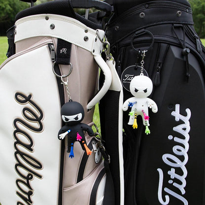 Ninja Portable Golf Ball Tees Holder Keychain - Golf Accessory for Club Bag