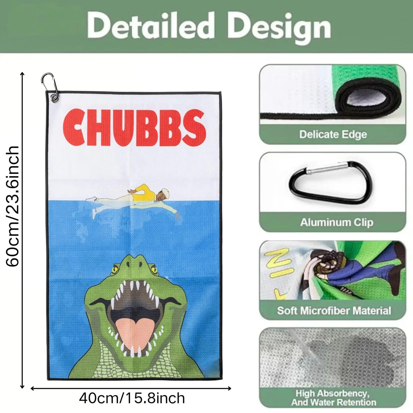 Fun Happy Gilmore Design Golf Towel – Premium Microfiber with Bag Clip, Perfect Creative Christmas Gift for Golf Lovers.