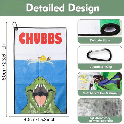 Fun Happy Gilmore Design Golf Towel – Premium Microfiber with Bag Clip, Perfect Creative Christmas Gift for Golf Lovers.