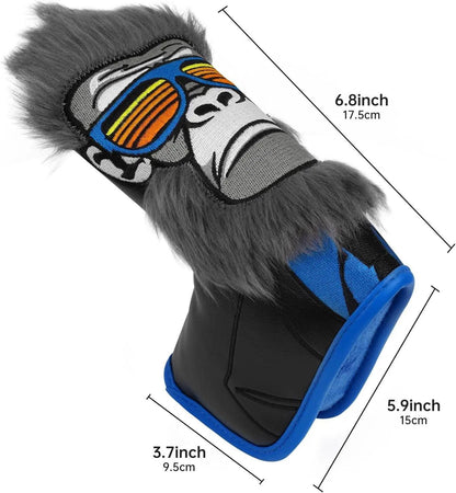 Golf Club Head Cover 460CC Driver Fairway Wood Hybrid/UT Headcover Blade Mallet Putter Cover Gorilla with Suits Gift for Men