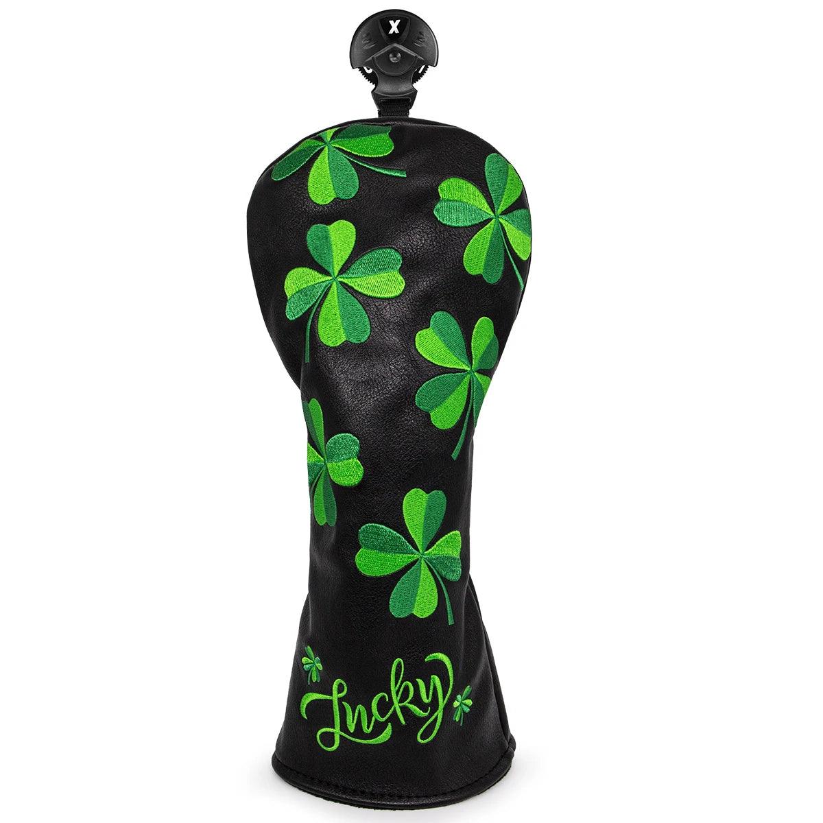Golf Headcovers for Driver Head Cover, Embroidery Lucky Clover, Premium Leather Driver Fairway(FW), Wood Hybrid(UT) with Number