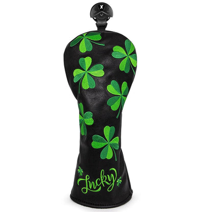 Golf Headcovers for Driver Head Cover, Embroidery Lucky Clover, Premium Leather Driver Fairway(FW), Wood Hybrid(UT) with Number