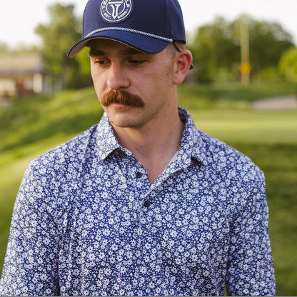 Navy Floral Performance Polo