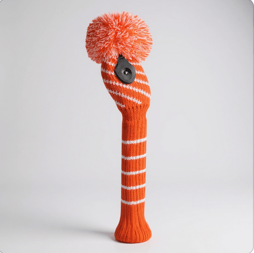 Orange & White Diagonal Stripe Hybrid Knit Headcover - Just4Golf