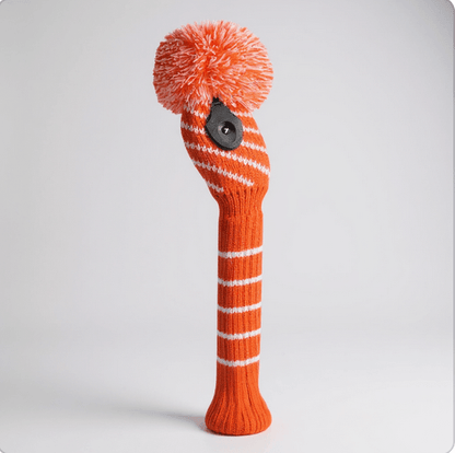 Orange & White Diagonal Stripe Hybrid Knit Headcover - Just4Golf