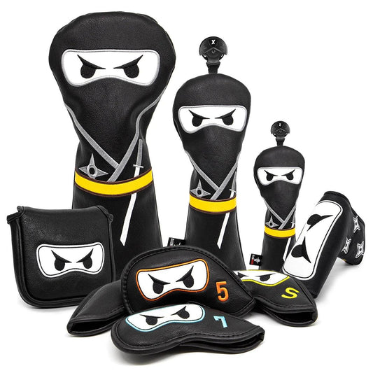 Ninja Golf Club Headcover Set - Driver Headcover, Hybrid Headcover, Fairway Headcover, Iron Covers, Mallet & Blade